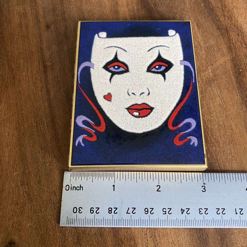 Vintage Mask Enamel Cigarette Case Limoges Limited Hand Crafted Santa Monica USA - Picture 8 of 8